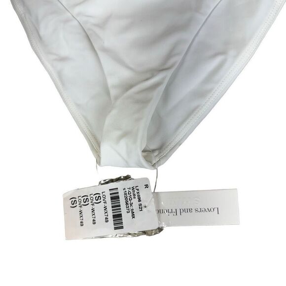 Lovers + Friends Cashel High Waist Bikini Bottom in White Sheer Mesh Stripes Che - Picture 8 of 13